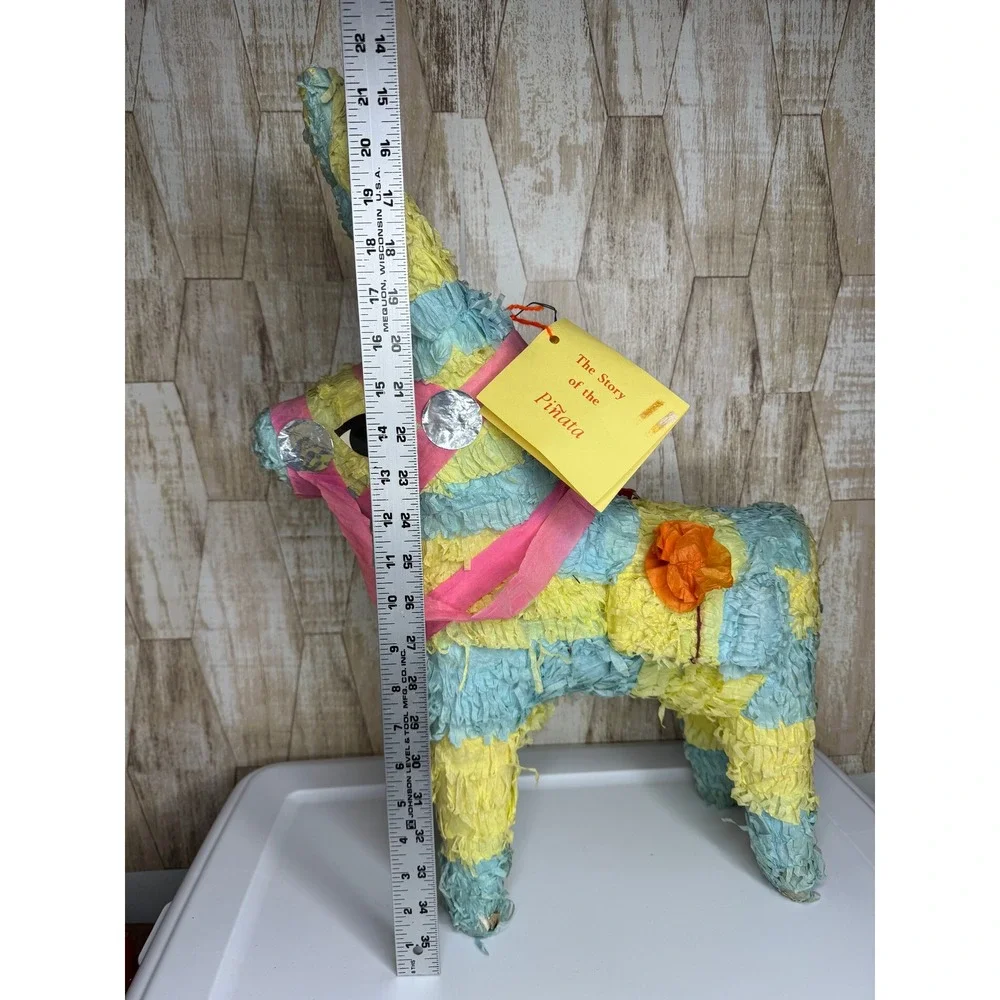 Vintage La Sorpresa Imports Donkey Piñata Blue Yellow Pink Mexico NWT